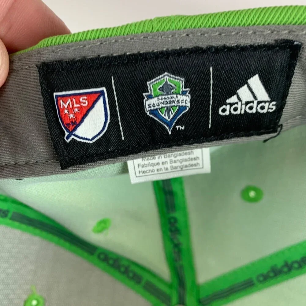 Seattle Sounders MLS Green Gray Adidas Snapback Hat